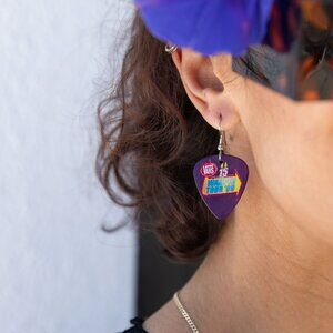 2009 "15th Anniversary" Purple Warped Tour Guitar Pick Earrings